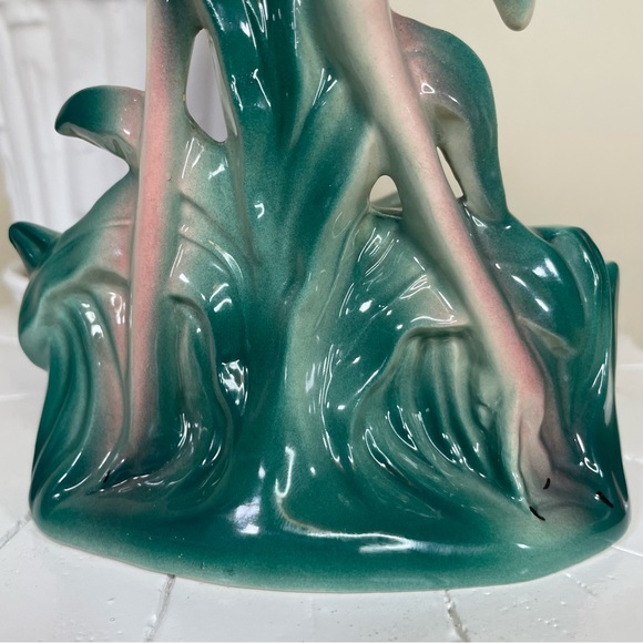 Vintage 1950s MCM Ceramic Standing Pink Flamingo Planter Figurine - Picture 10 of 16